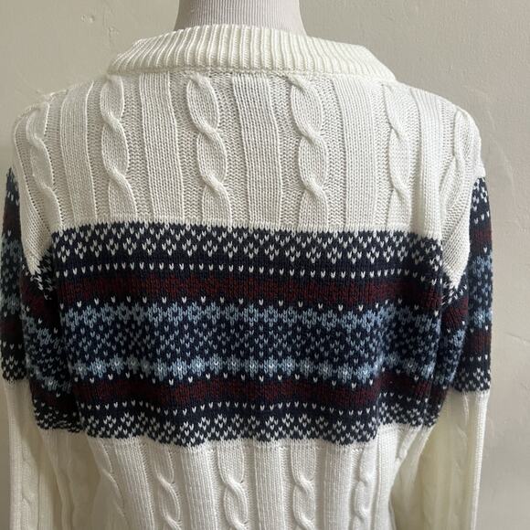 Trent Vintage Fair Isle Cable Knit Sweater Size Medium Cream Size Medium Acrylic - Picture 12 of 12